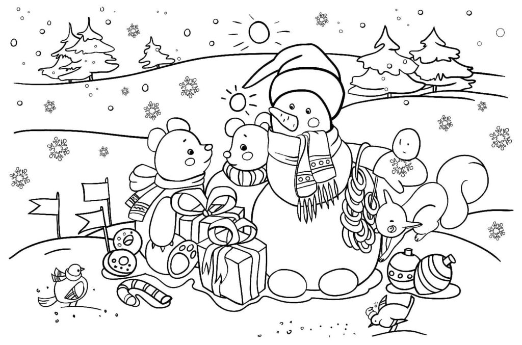 Раскраски Зима. Распечатать для детей в формате А4