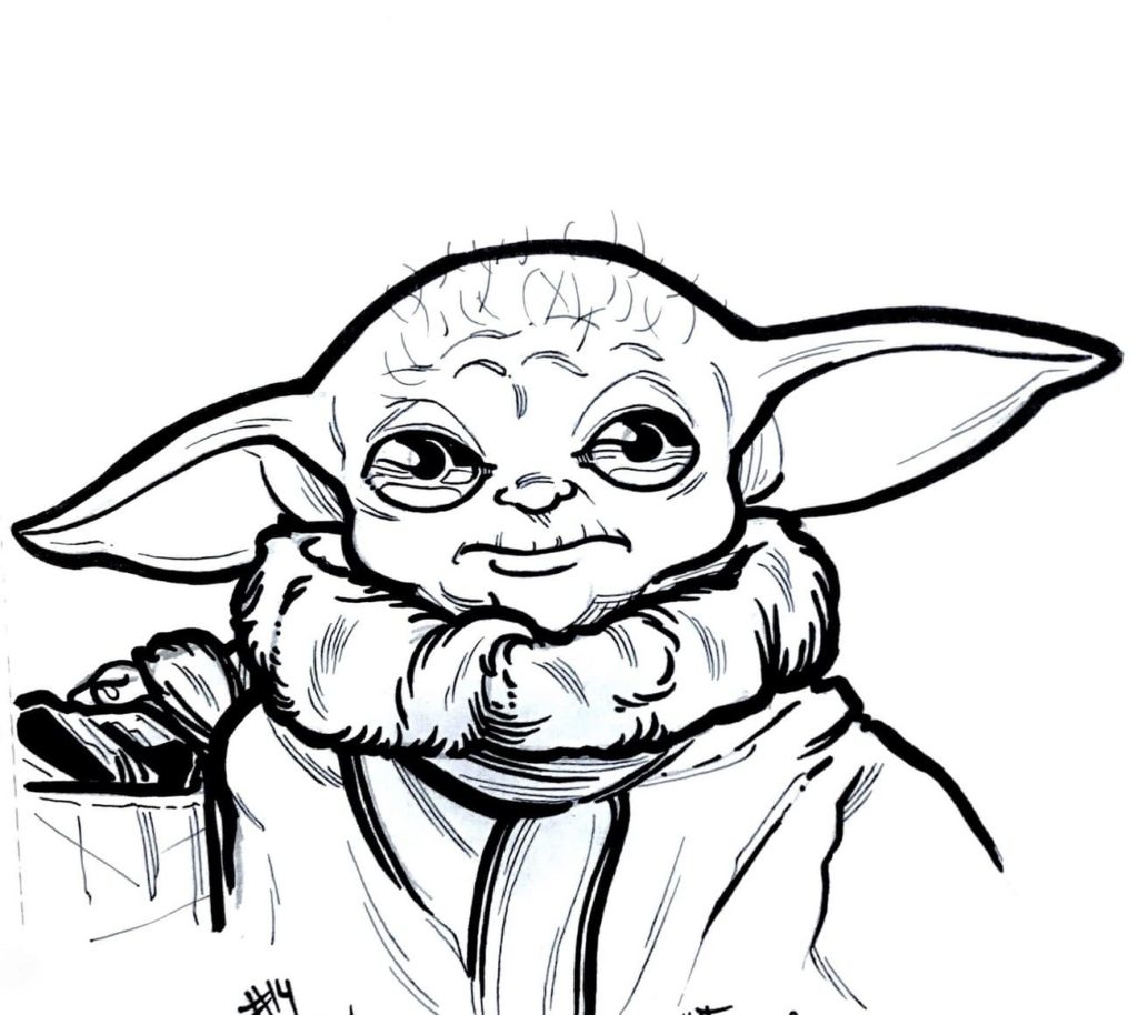 Baby Yoda Ausmalbilder. Kostenlos drucken