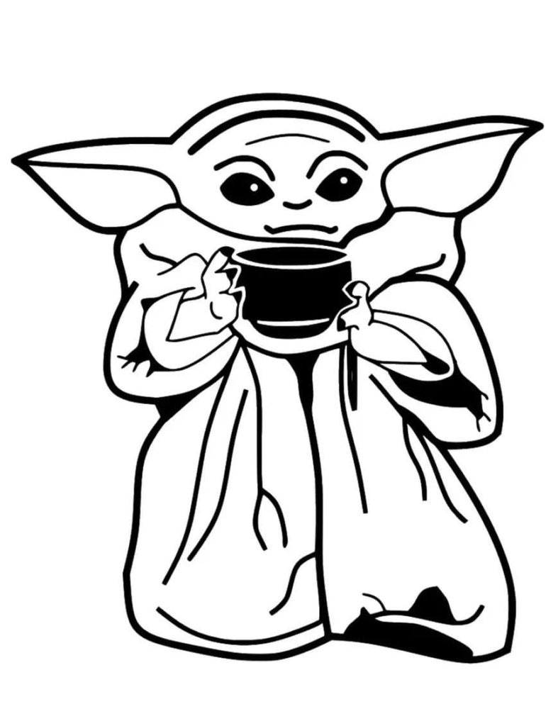 Desenhos para colorir Baby Yoda. Imprima gratuitamente