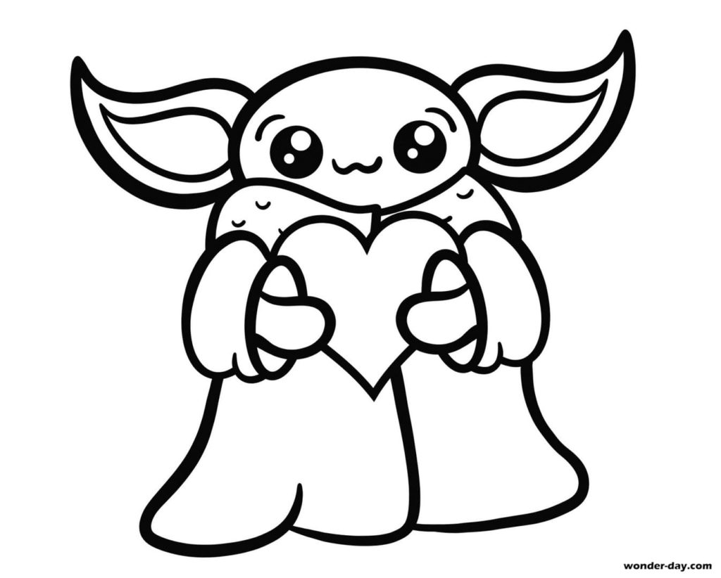Desenhos para colorir Baby Yoda. Imprima gratuitamente