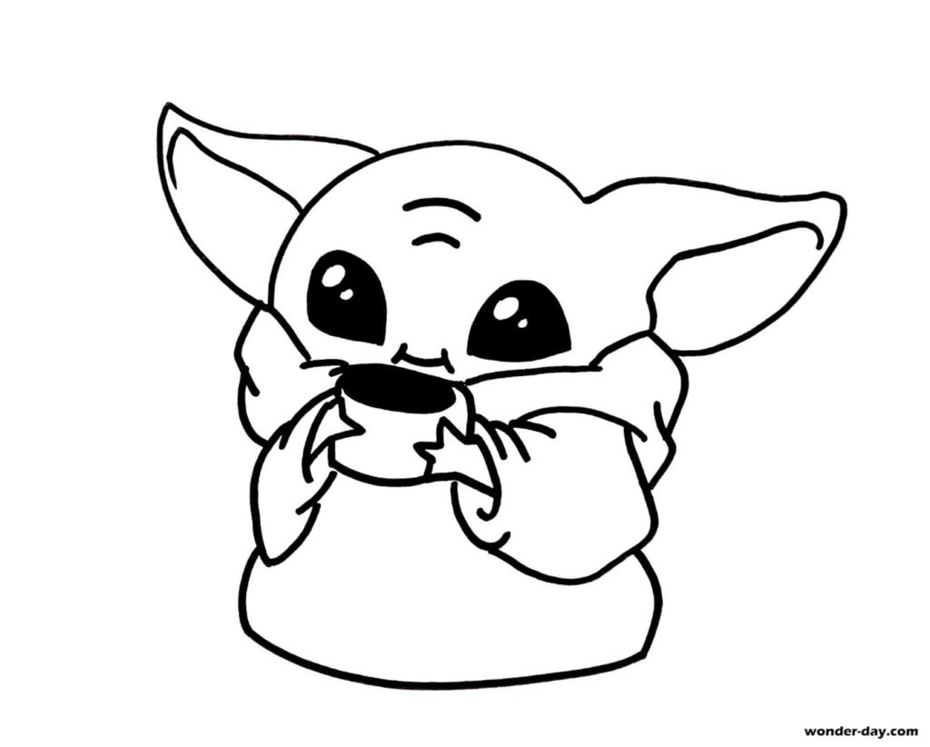 Coloriage Baby Yoda à imprimer sur Wonder-day.com