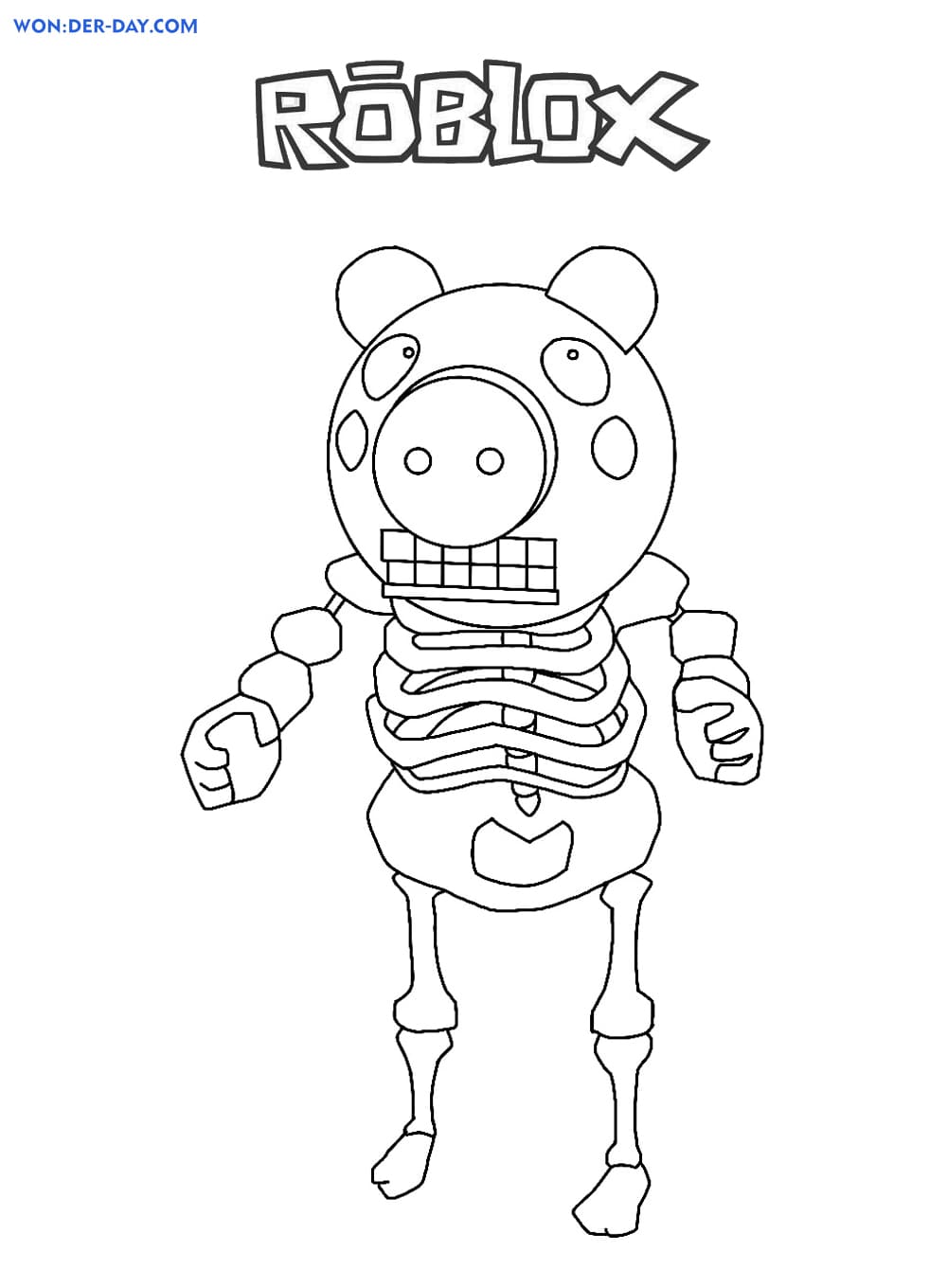 Piggy Roblox Coloring Pages Wonder Day Coloring Pages For Children And Adults - black and white gaming roblox pages