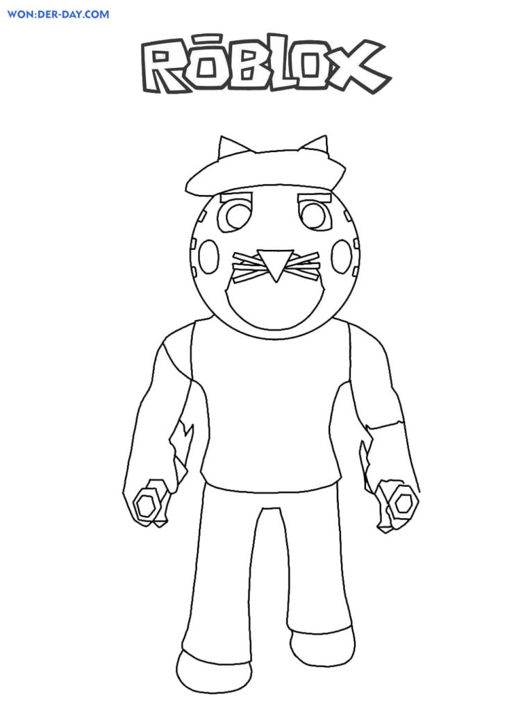 Desenhos para colorir de Robby do Roblox com orelha preta