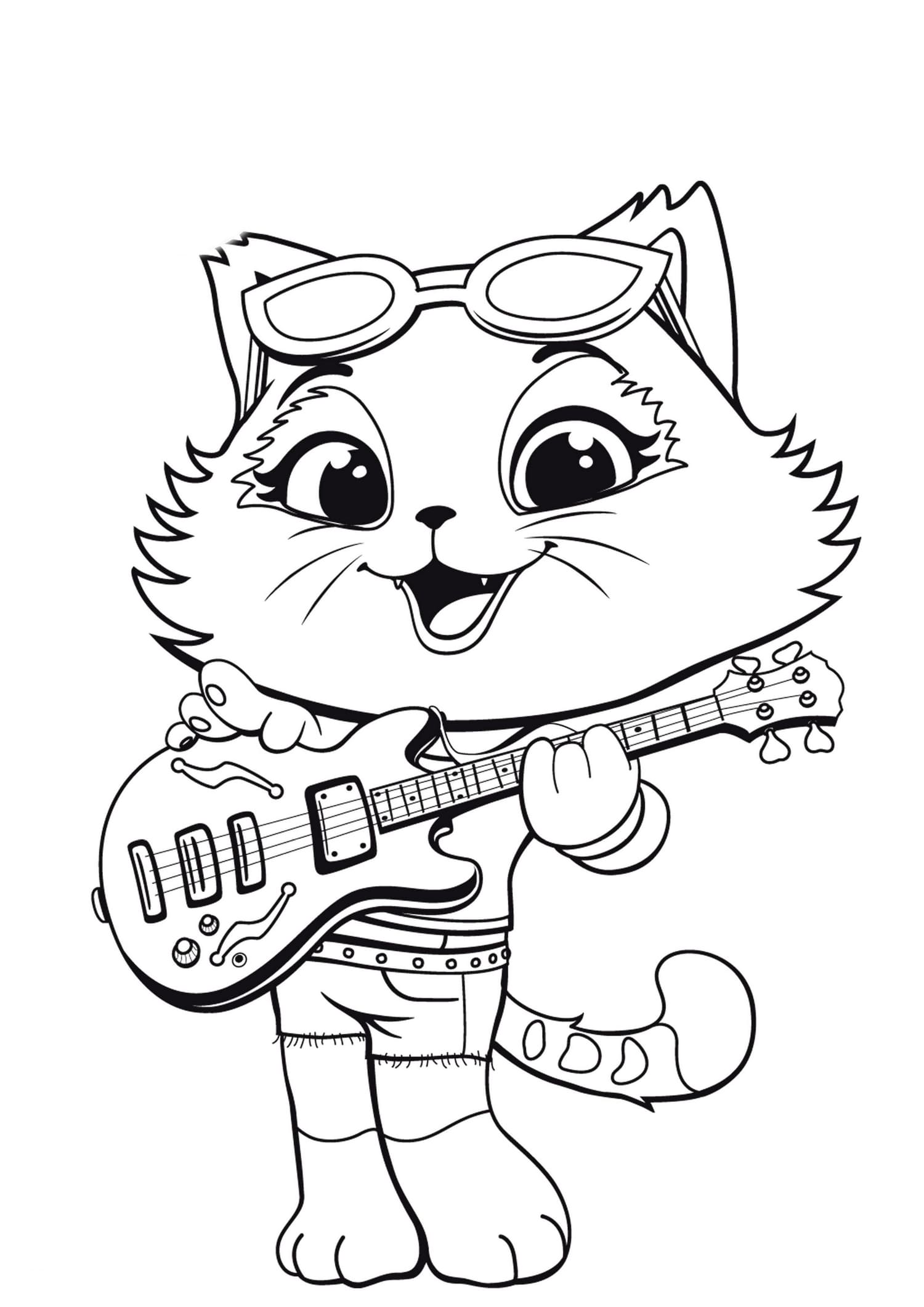 imprimir koty lampo youloveit dzieci guitarra tocando pilou gatitos wydruku buffycats gatinhos colorpages kitten milady gatinha pagine arteira compleanno