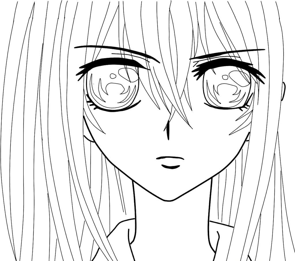 Long Hair Anime Girl Coloring Pages Printable for Free Download