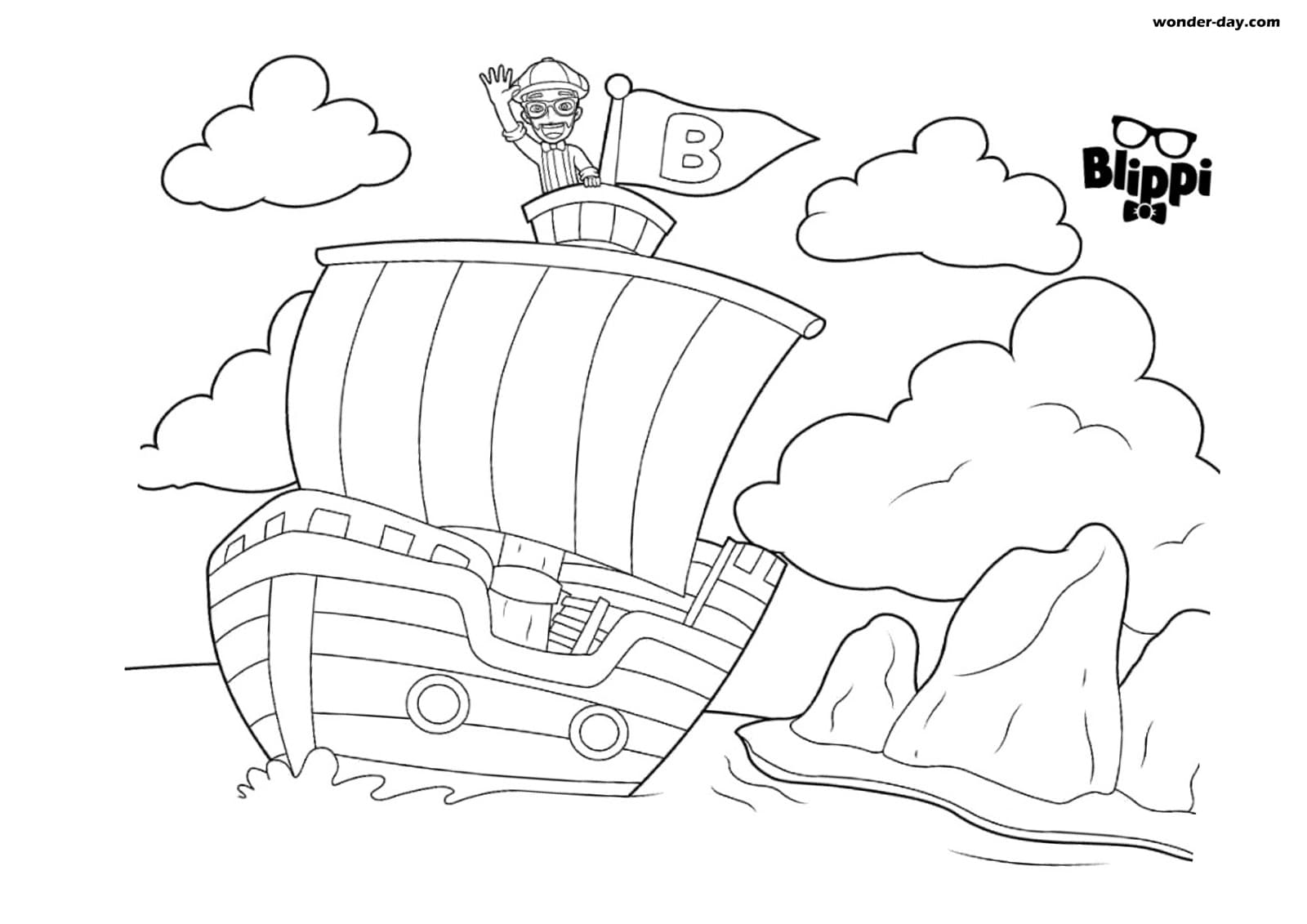 Free Printable Blippi Coloring Pages For Kids | WONDER DAY ...