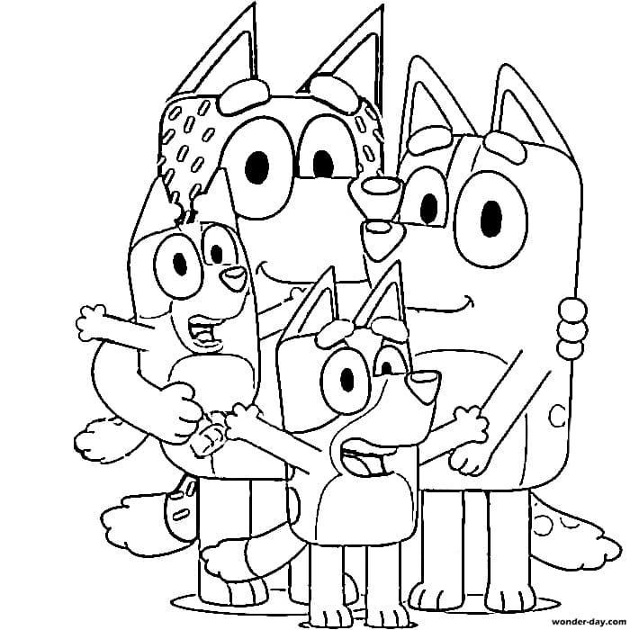 Cartoon Drawing Bluey Colouring Pages