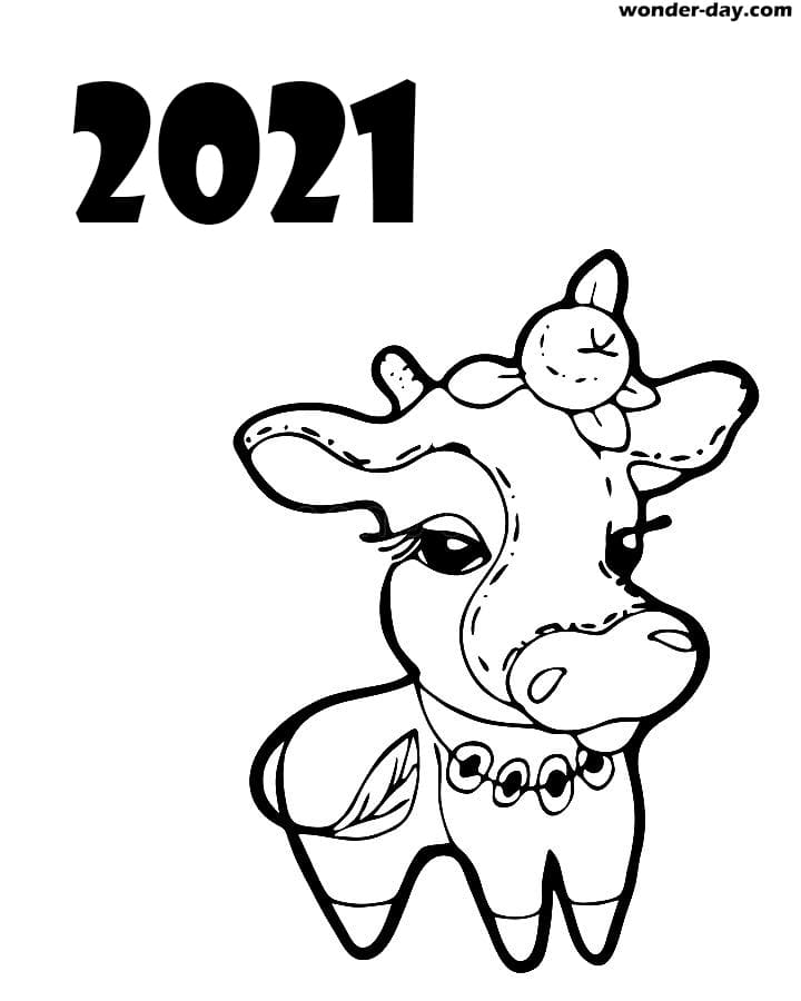 Ausmalbilder Büffel. Drucken Büffel für Neues Jahr 2021