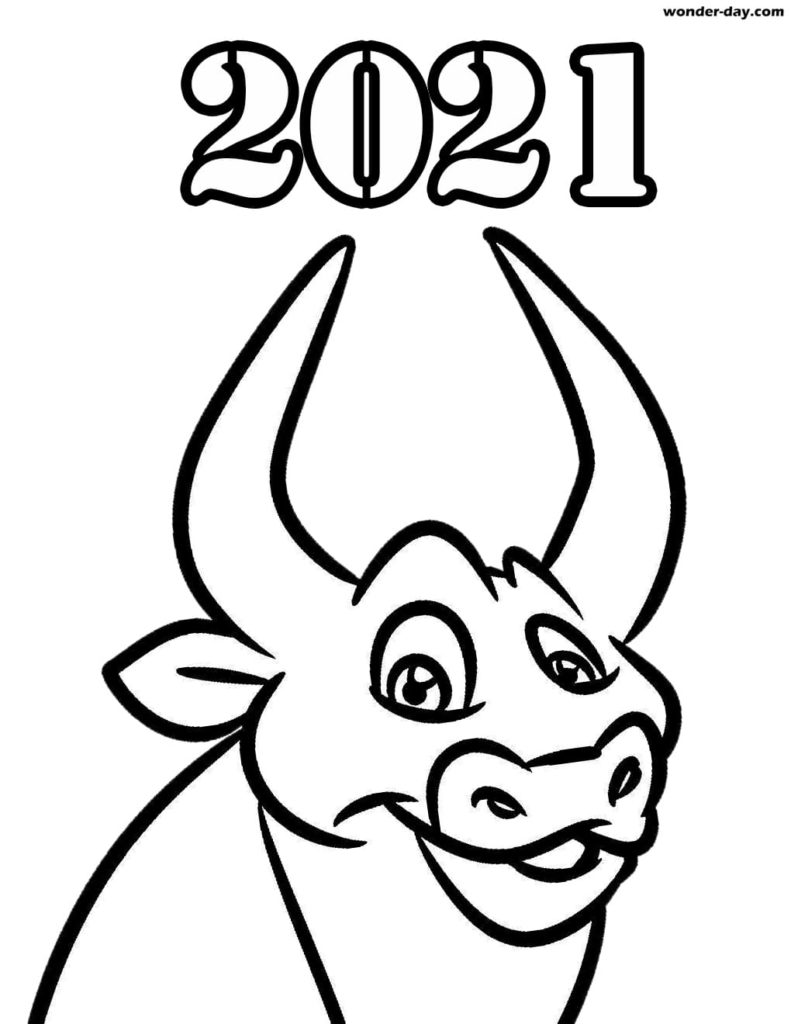 Dibujos de Toro para colorear. Imprimir para el año del Buey 2021