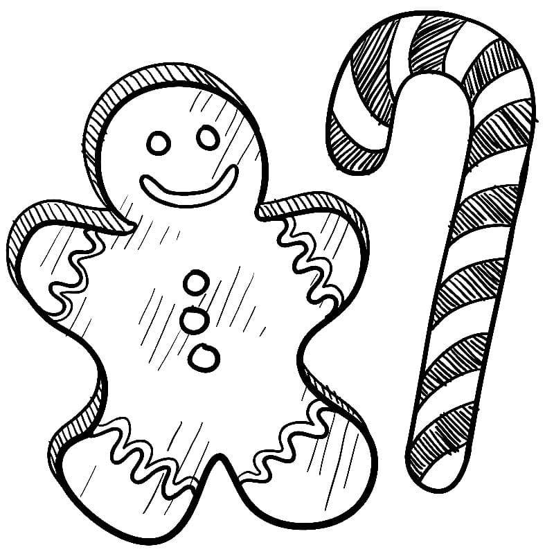 Dibujos de Bastón de caramelo navideño para colorear