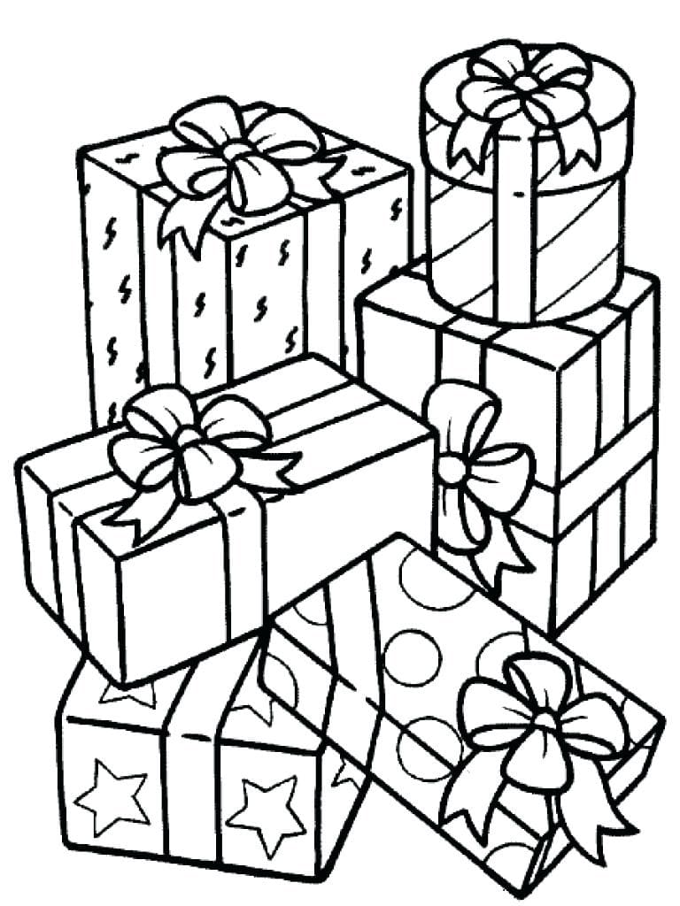 Раскраски Подарок. Новогодние подарки для печати