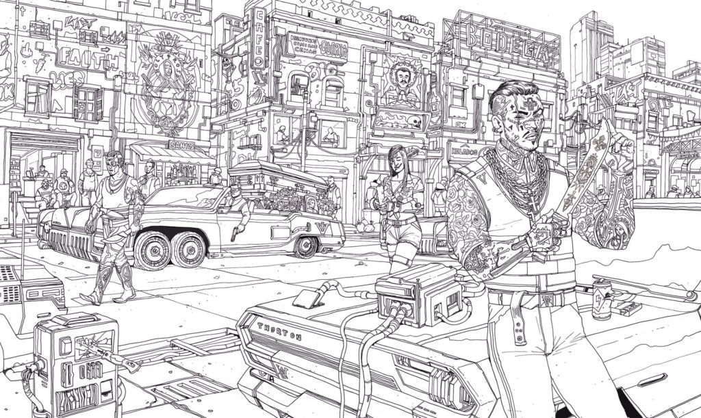 Dibujos para colorear Cyberpunk 2077. Imprimir gratis