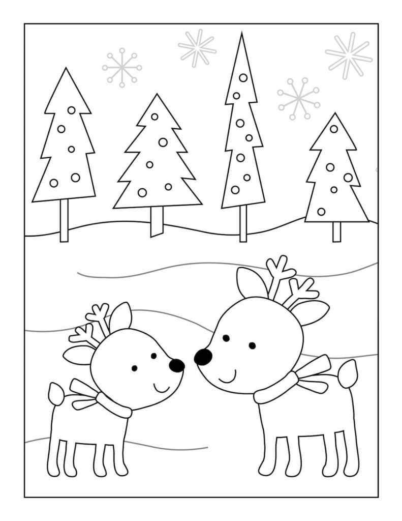 Coloriages Cerf de Noël. Coloriages pour enfants