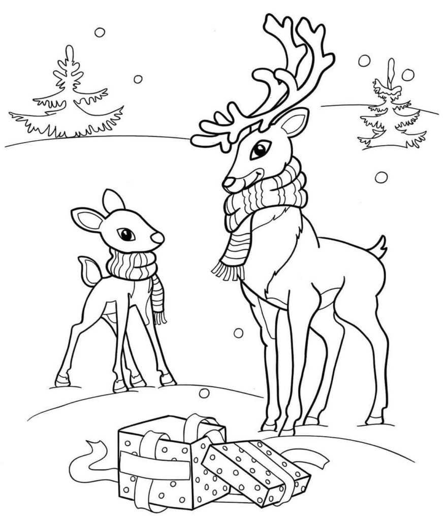 Dibujos de Renos de Navidad para Colorear