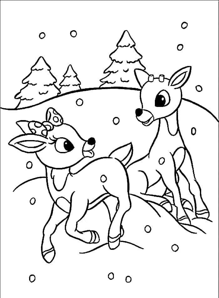 Coloriages Cerf de Noël. Coloriages pour enfants