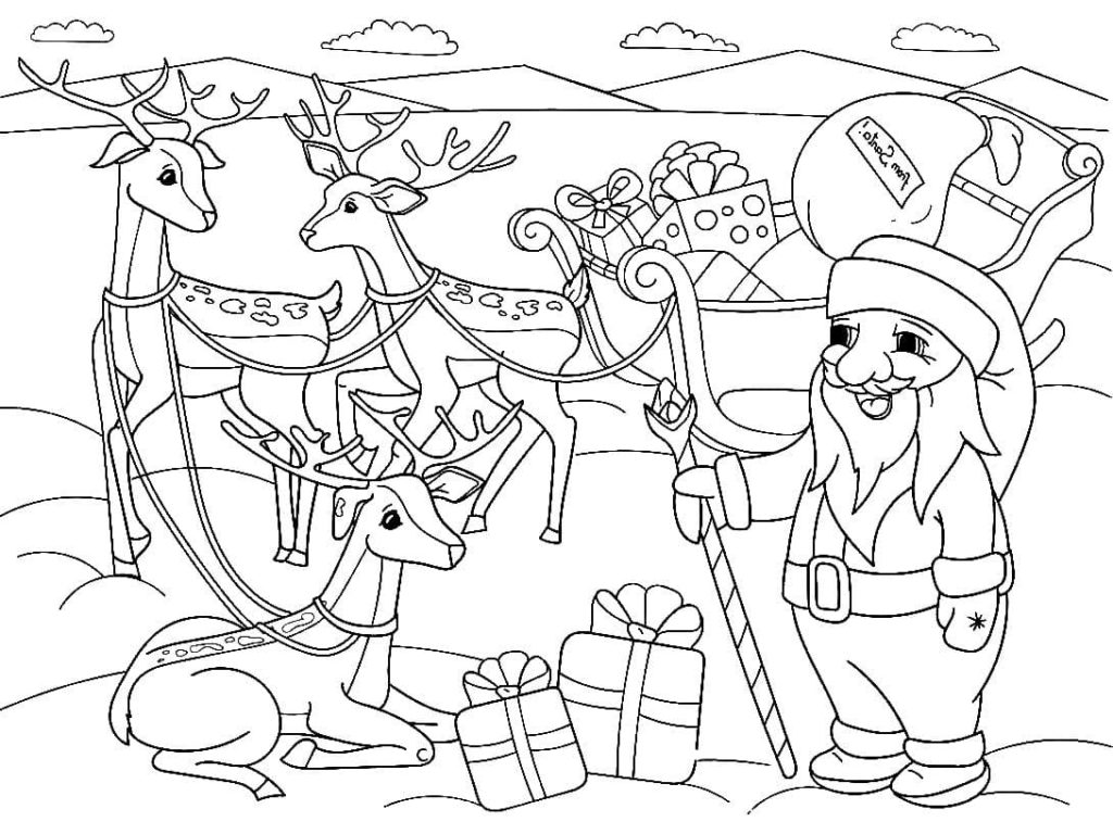Dibujos de Renos de Navidad para Colorear
