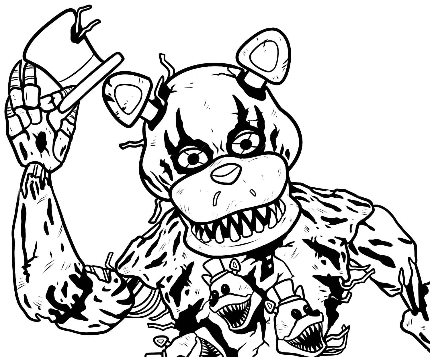 Print nightmare fredbear scary fnaf coloring pages