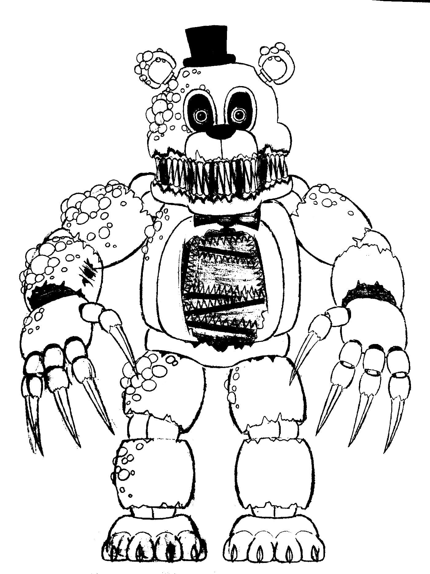 Print nightmare fredbear scary fnaf coloring pages