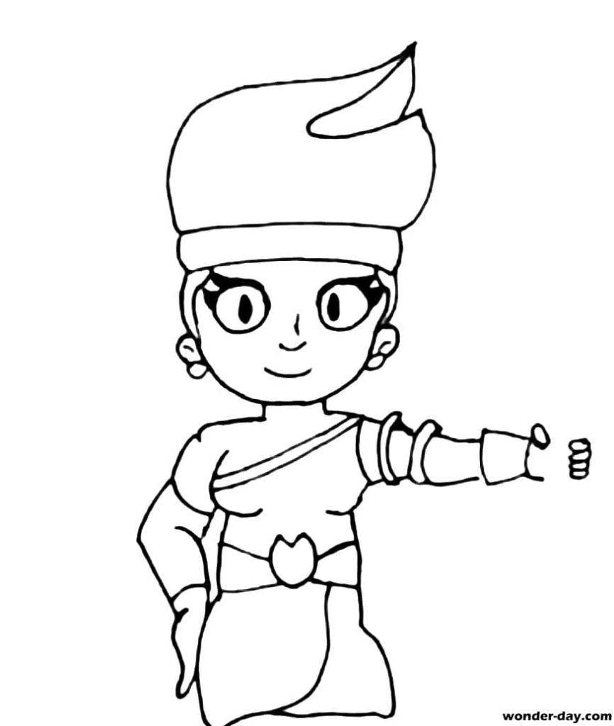 How to draw Amber Brawl Stars - step by step with a pencil