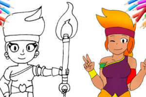How to draw Amber Brawl Stars – step by step with a pencil