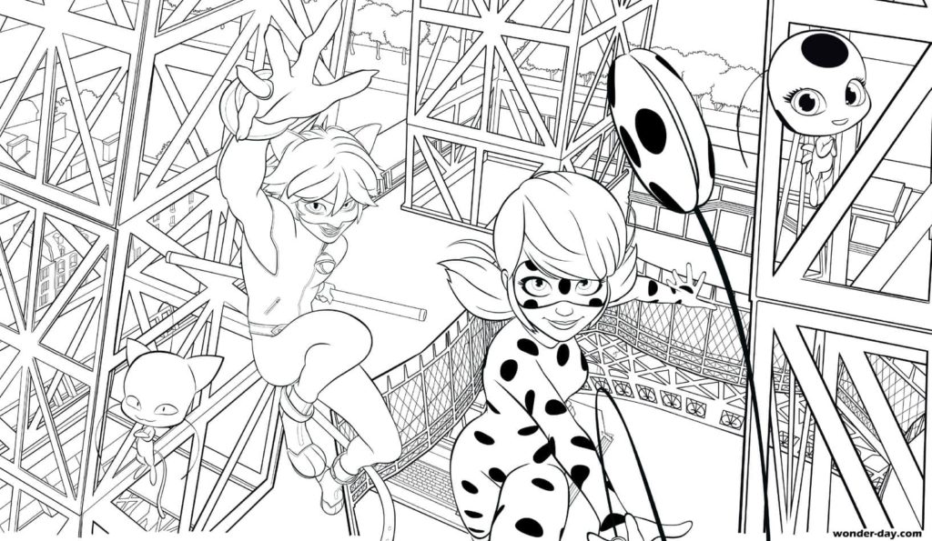 Dibujos para colorear de Ladybug y Cat Noir. La mejor colección