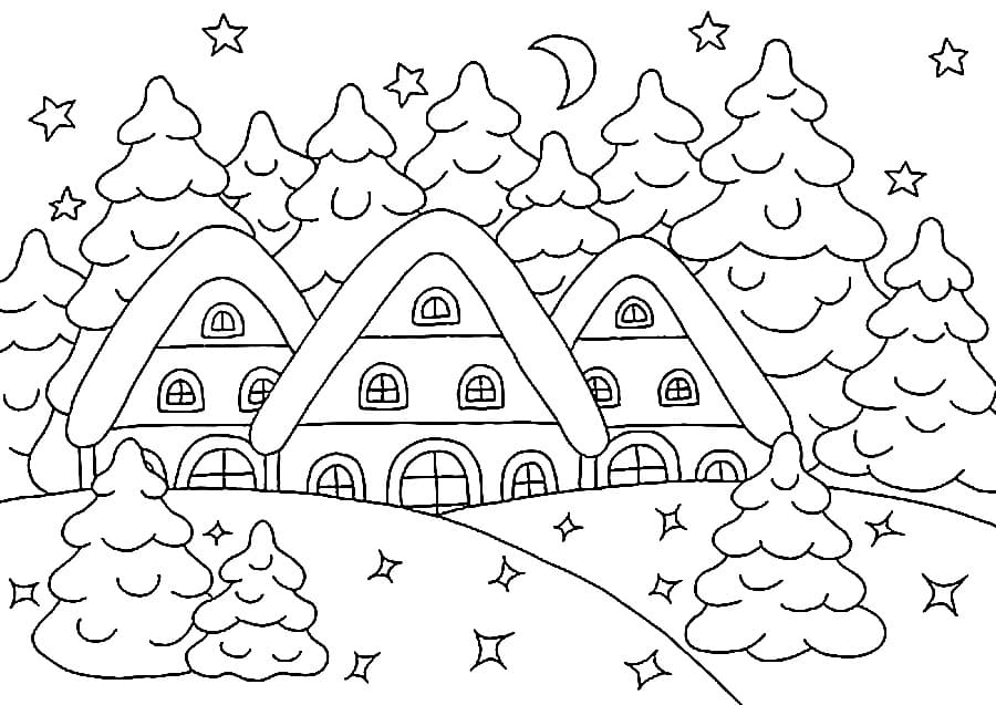 Coloriage Hiver. Imprimer pour les enfants au format A4