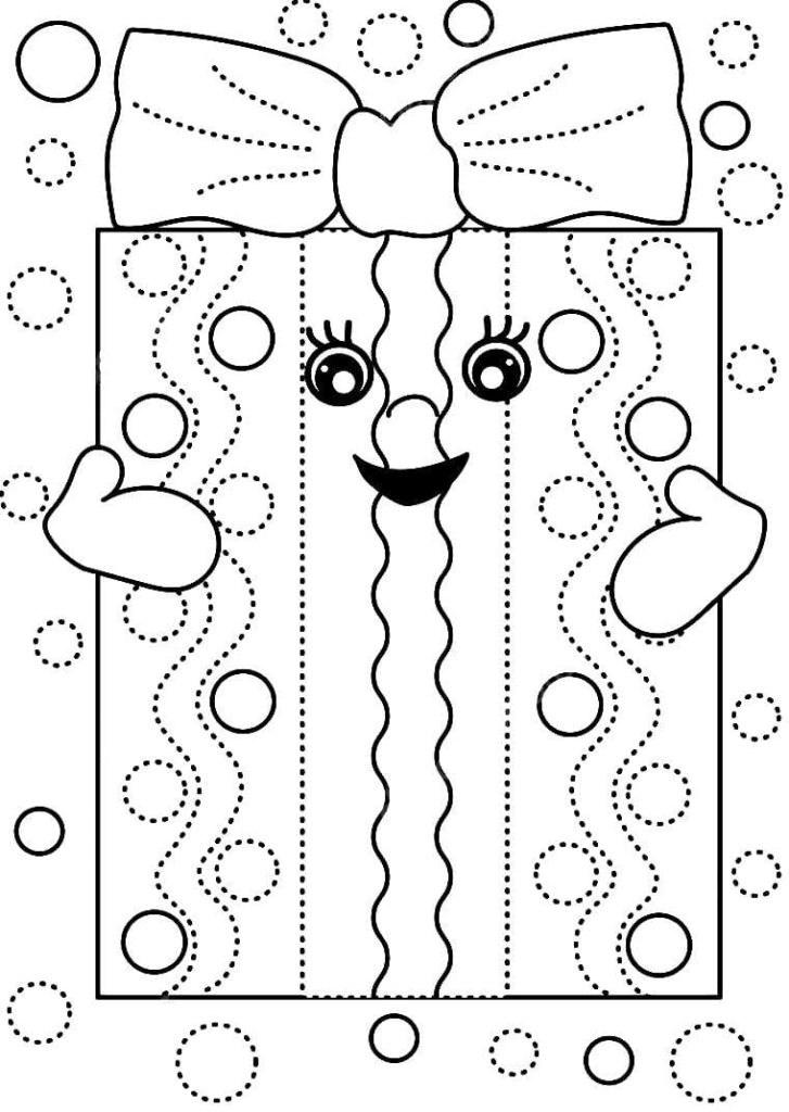 Desenhos para colorir de dama, um presente de natal 