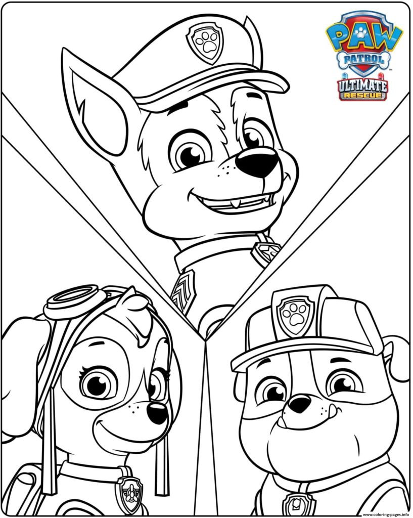 paw patrol characters coloring pages