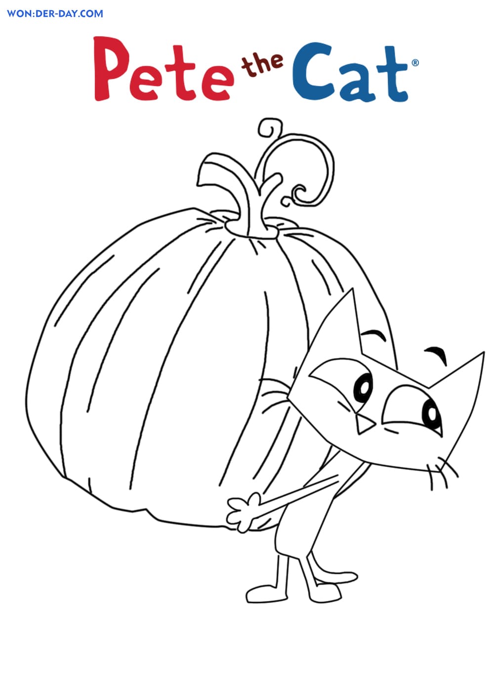 Pete the Cat coloring pages. Free coloring pages WONDER DAY