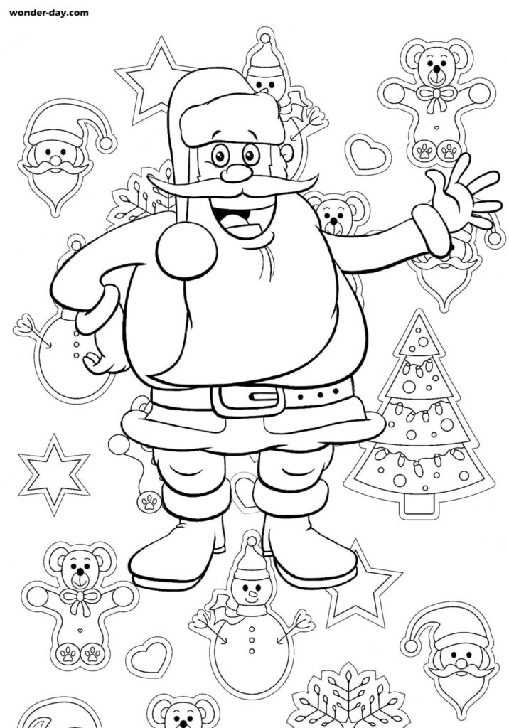 Babbo Natale disegni da colorare. Stampa gratuitamente
