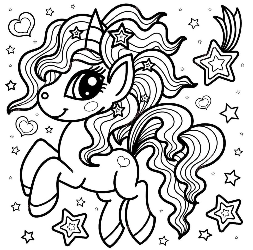 Dibujos de Unicornio para Colorear e Imprimir gratis