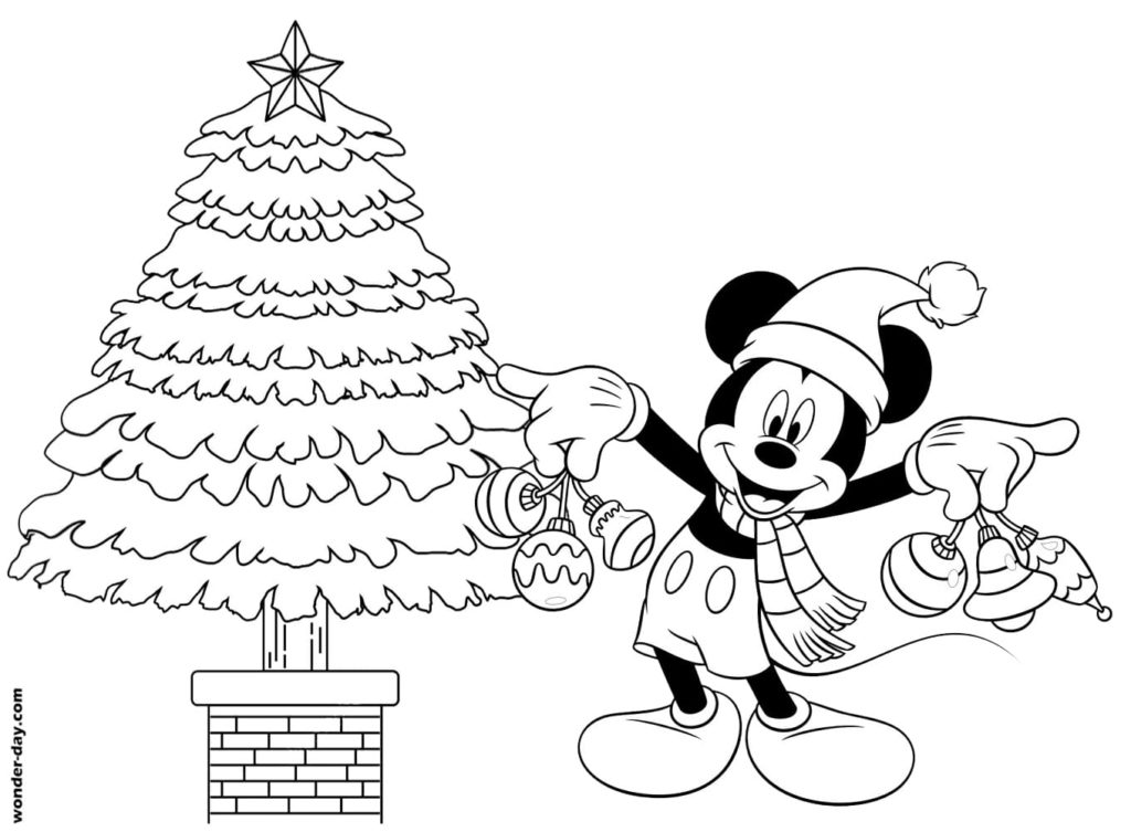 ESPECIAL DE NATAL Pintar Desenho Árvore de Natal do Mickey e da