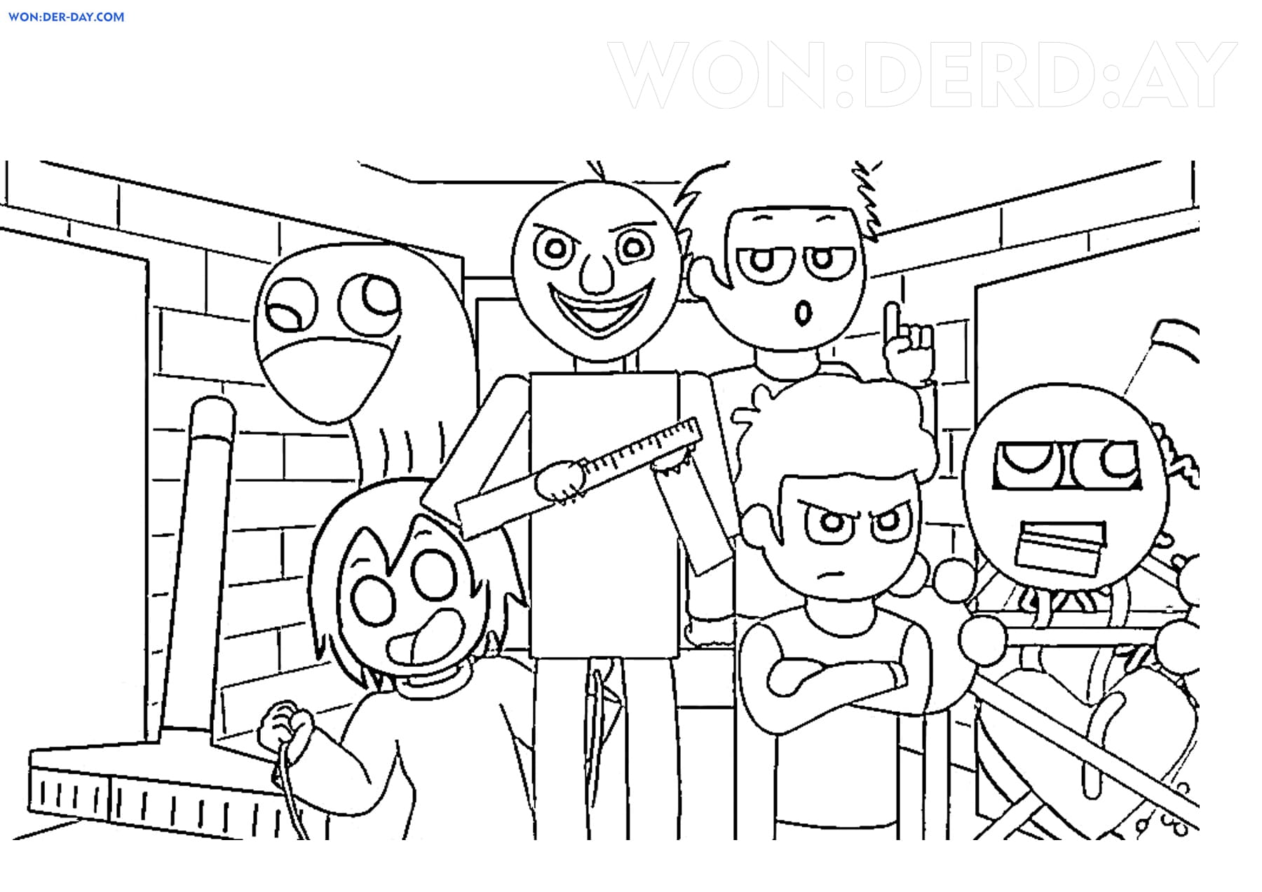 Full Body Baldi's Basics Coloring Pages Among us coloring pages are