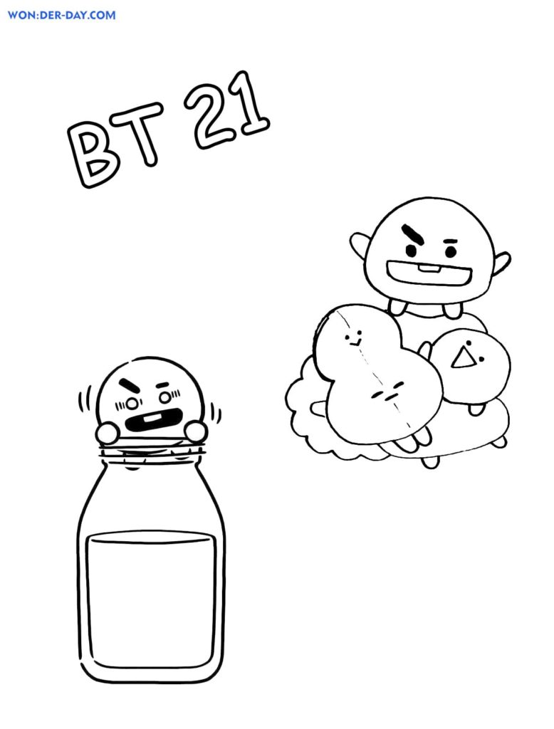 Dibujos para colorear BT21 y pintar