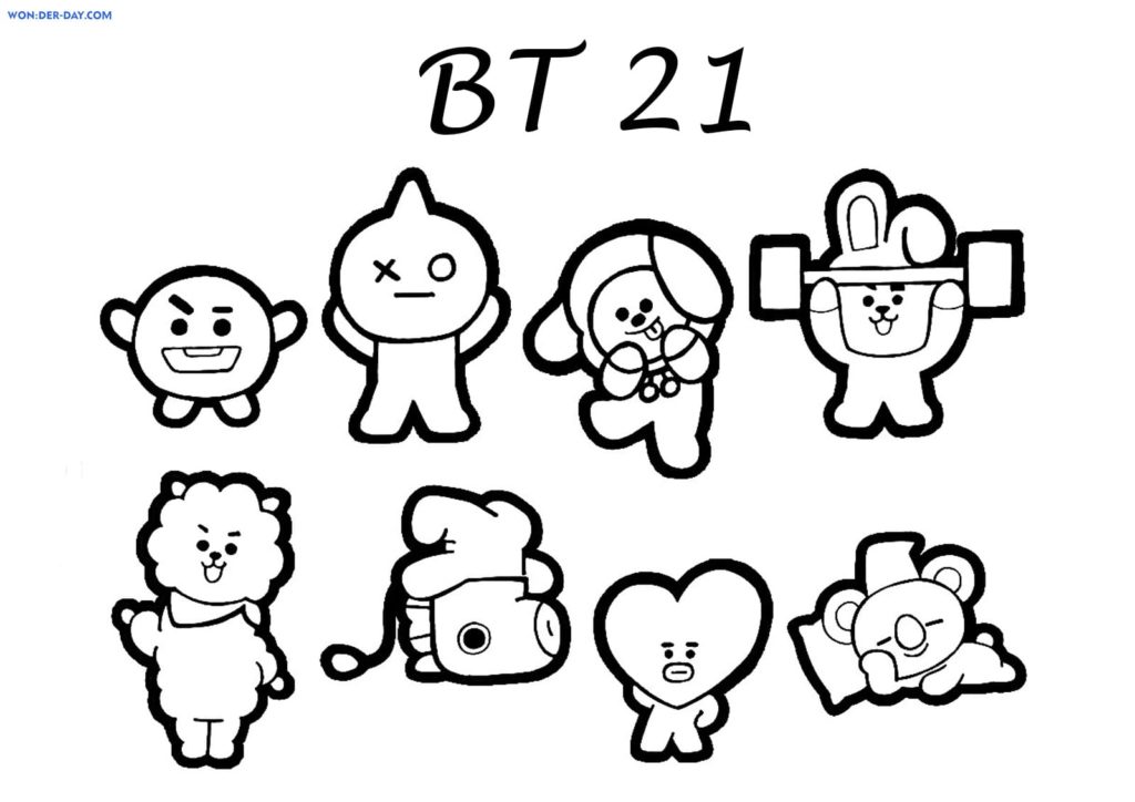 Dibujos para colorear BT21 y pintar