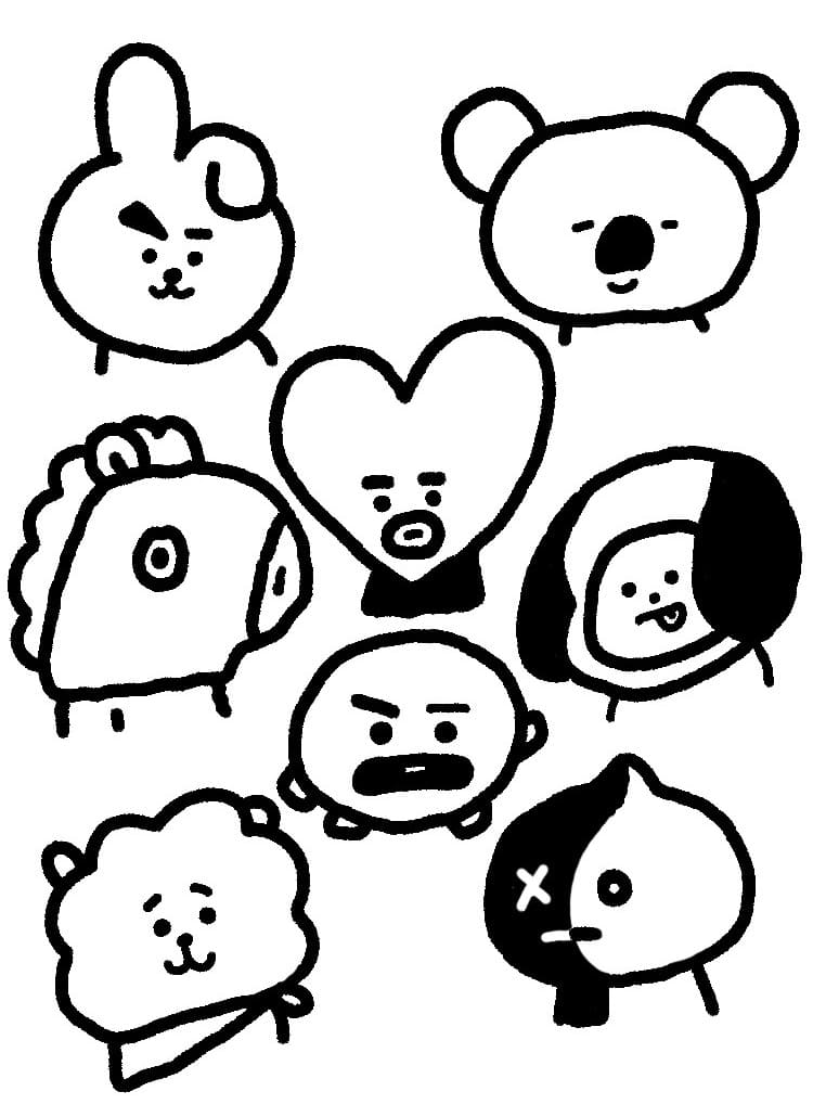 950 Unicorn Bt21 Coloring Pages for Adult