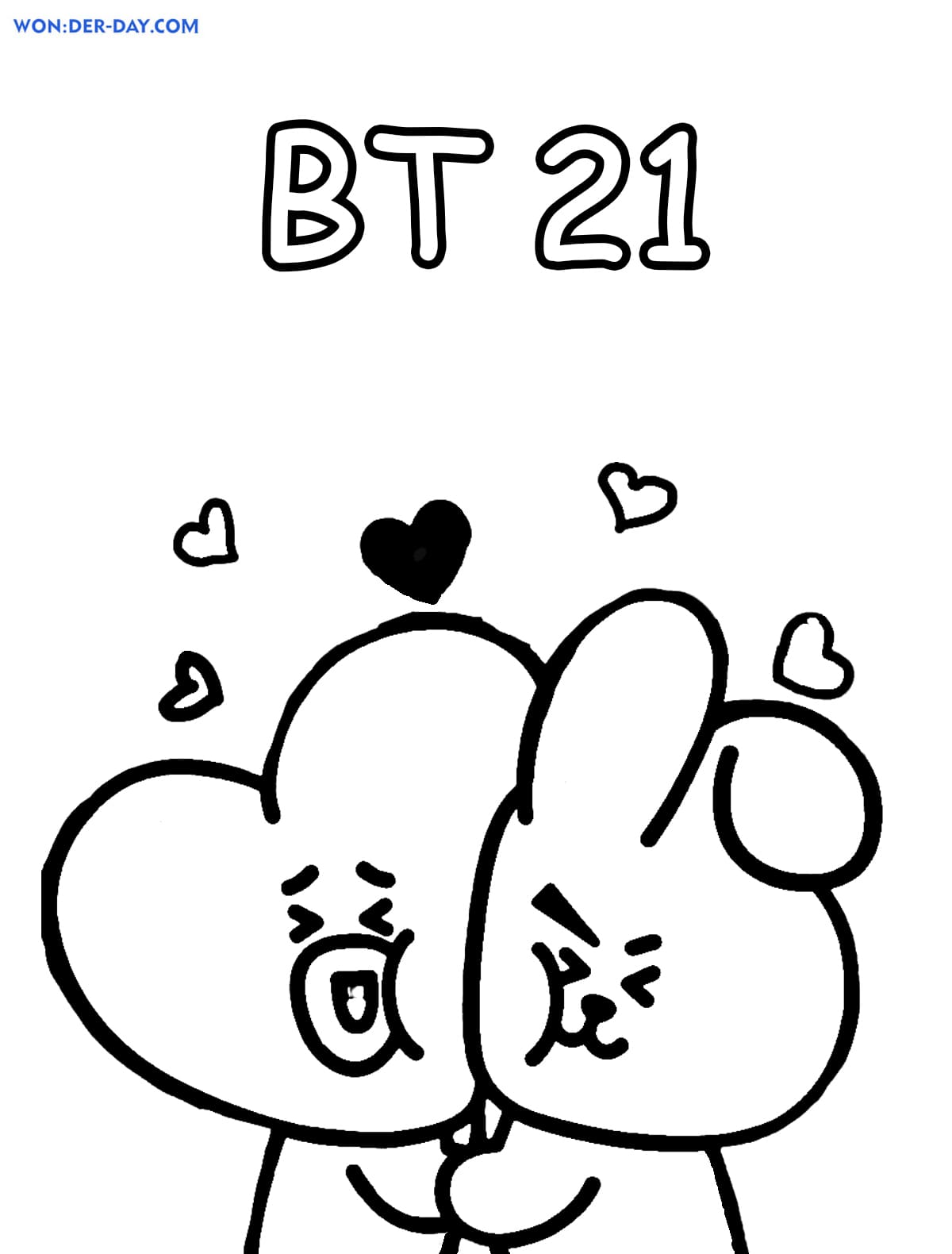 BTS BT21 RJ with Cooky and Shooky Hugs Sticker - Sticker Mania