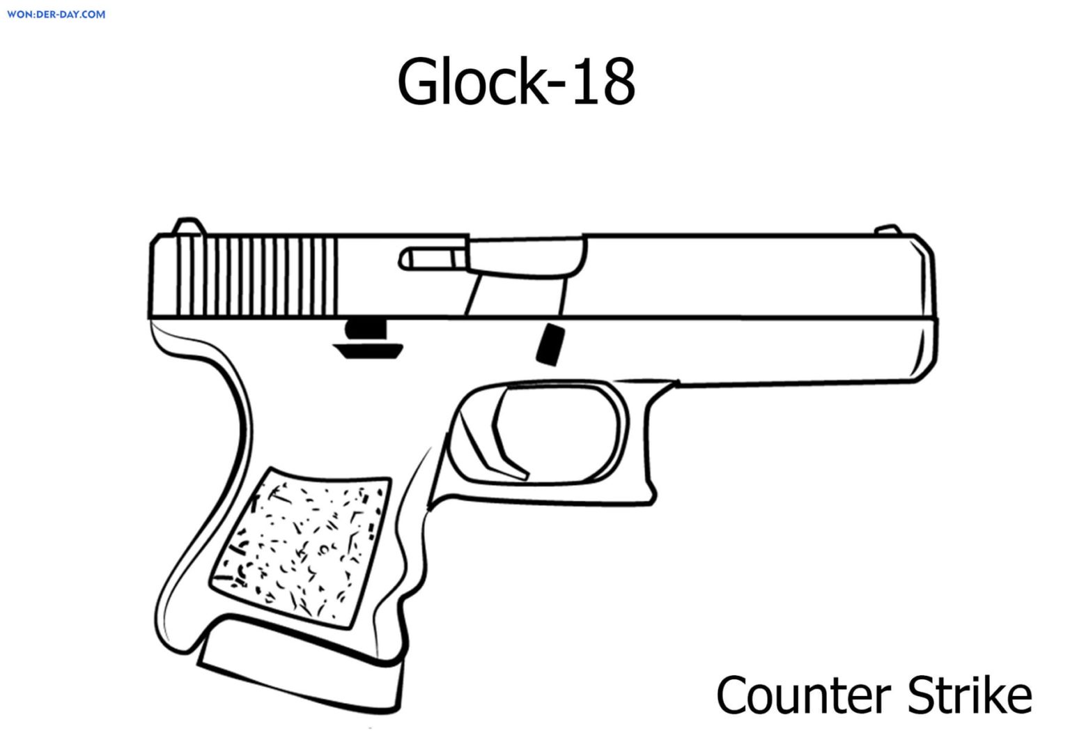 Раскраска пистолет Глок 18