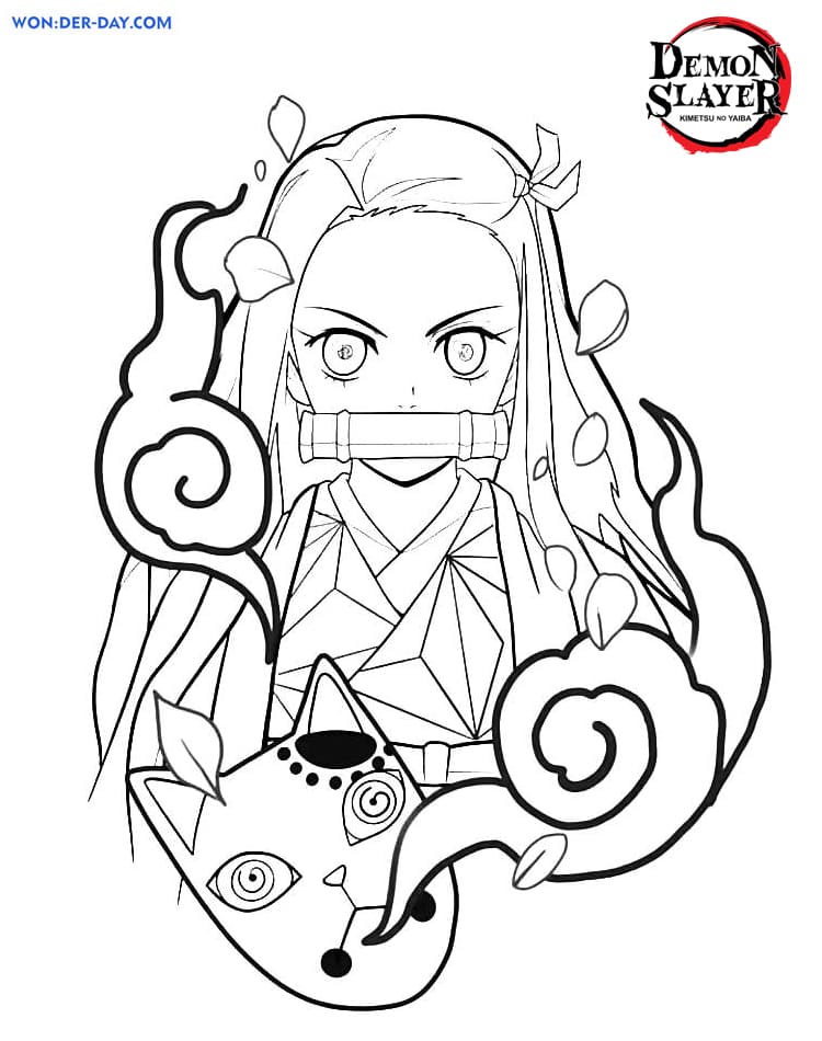 Para Colorir Nezuko e Rengoku Imprimir Grátis