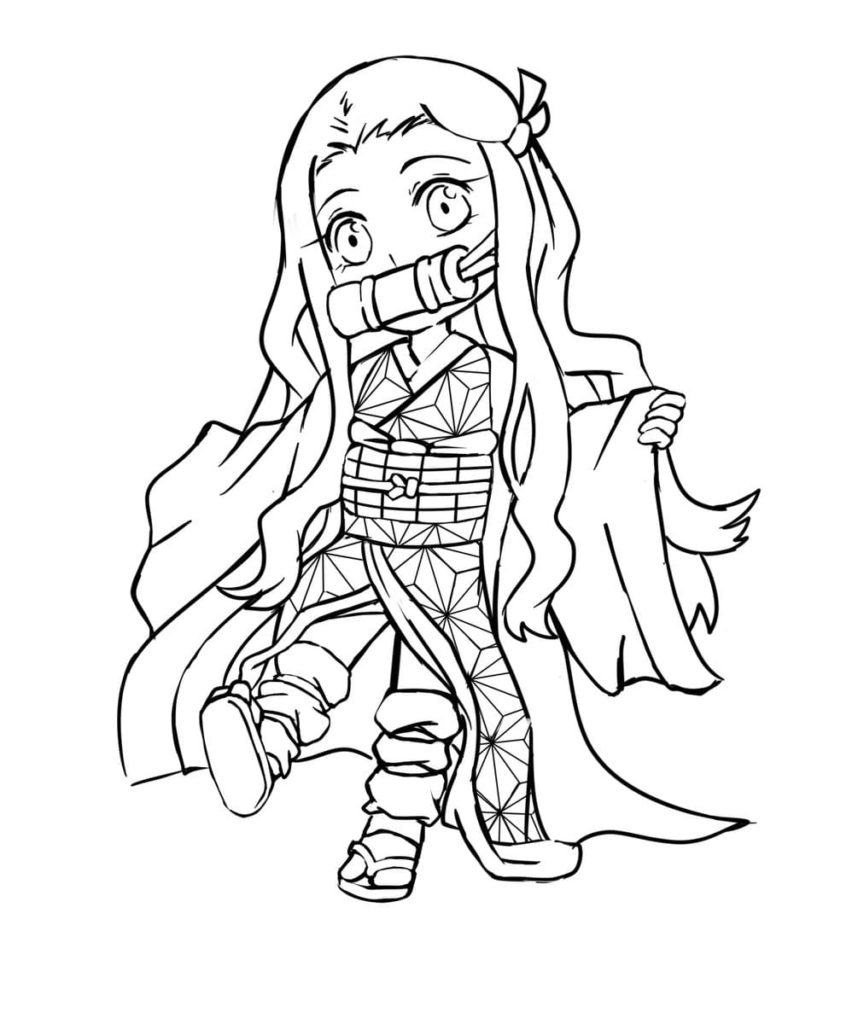 Menina fofa para colorir demon slayer - Imprimir Desenhos