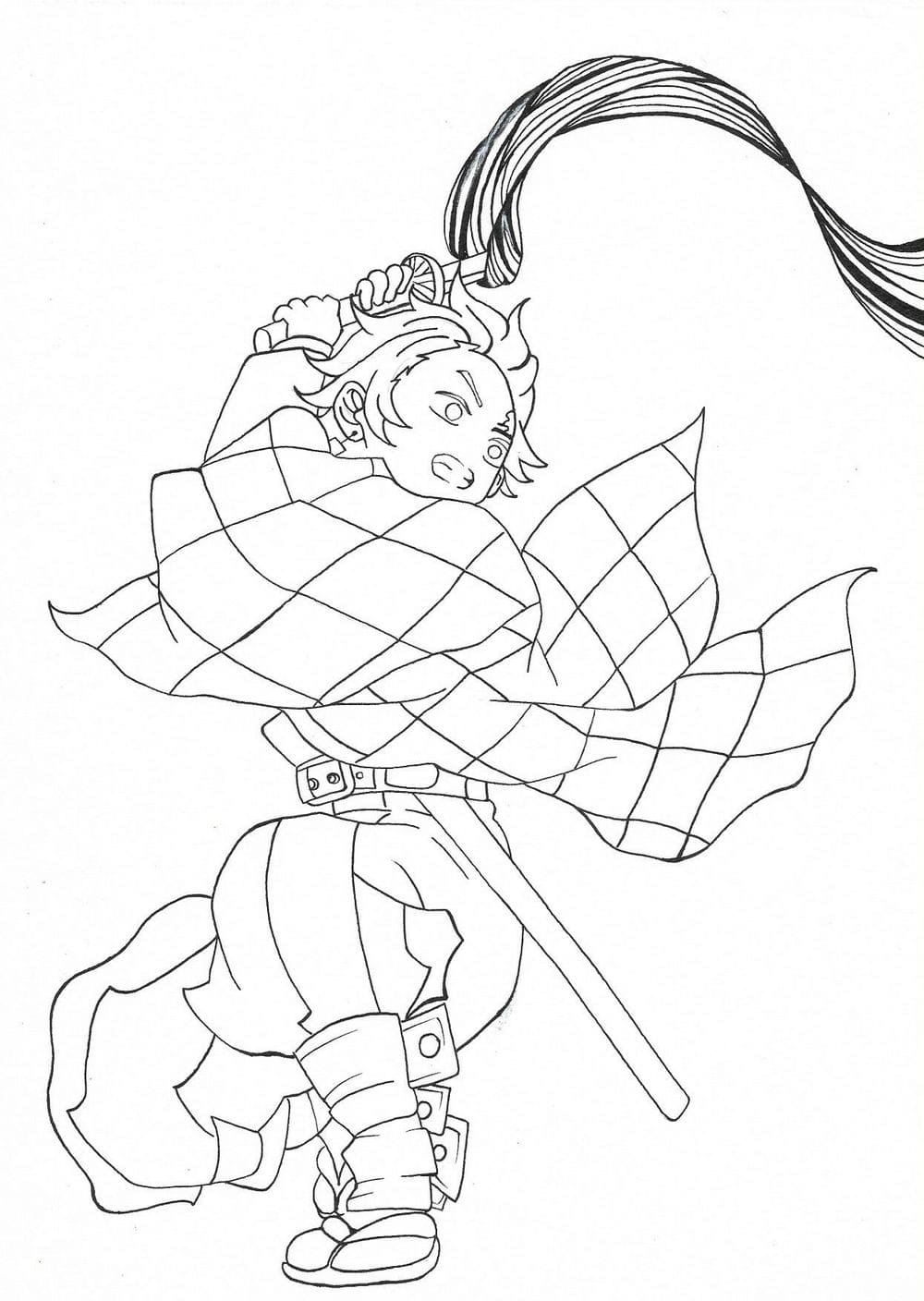 Livro para colorir Demon Slayer do desenho animado Zenitsu imprimível e  online