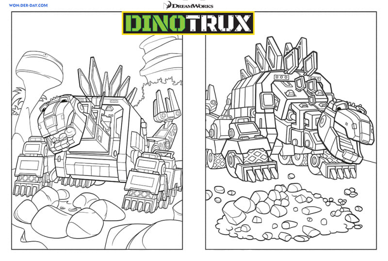Dinotrux disegni da colorare. Stampa per bambini