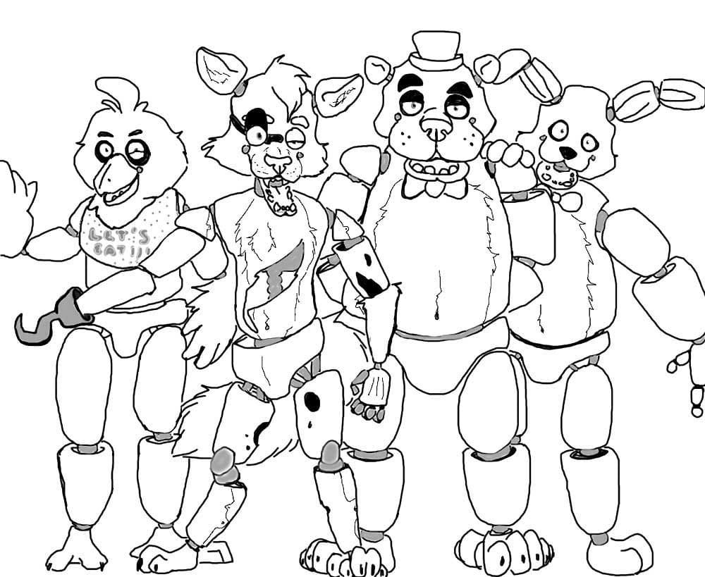 Desenhos para colorir FNAF fofos da Foxy murcha - Desenhos para colorir  gratuitos para impressão