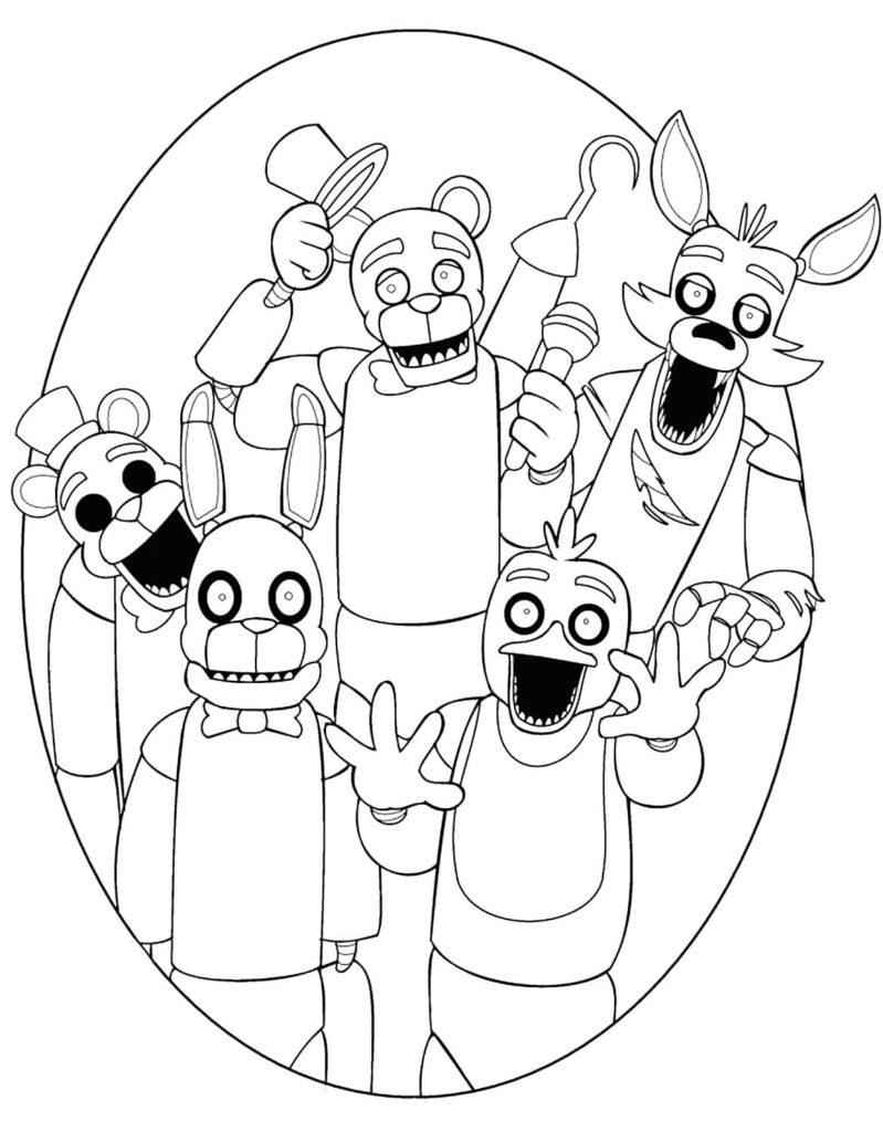 Five Nights at Freddy's coloring pages. 
