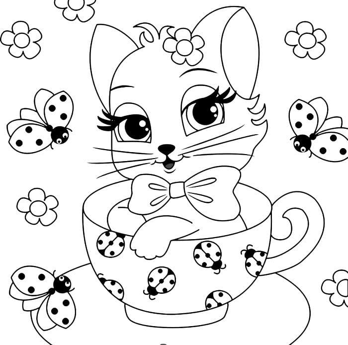 Dibujos de Gatito para Colorear e Imprimir