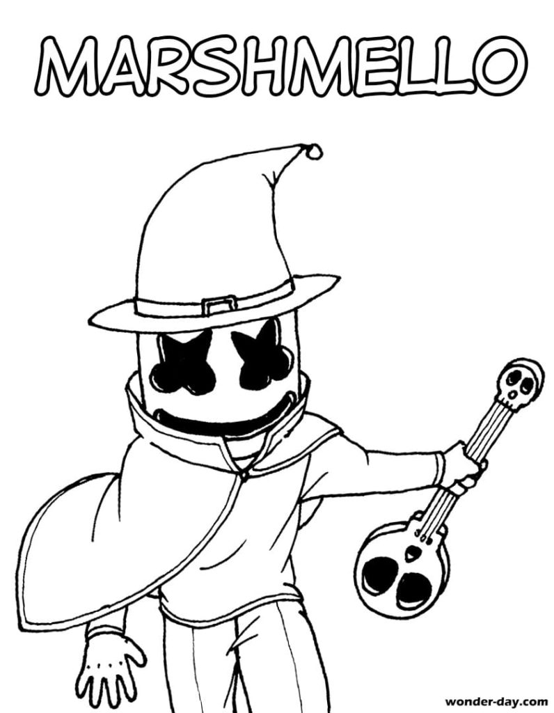 Marshmello Fortnite coloring pages. Print for free