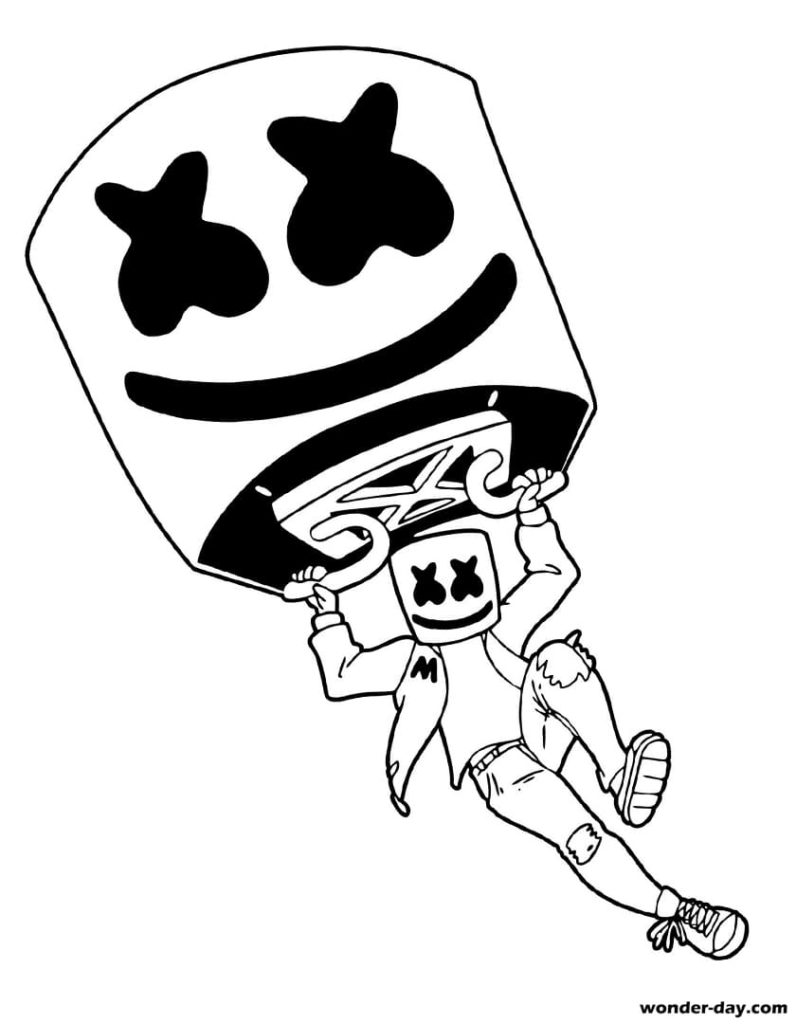 Marshmello Fortnite coloring pages. Print for free
