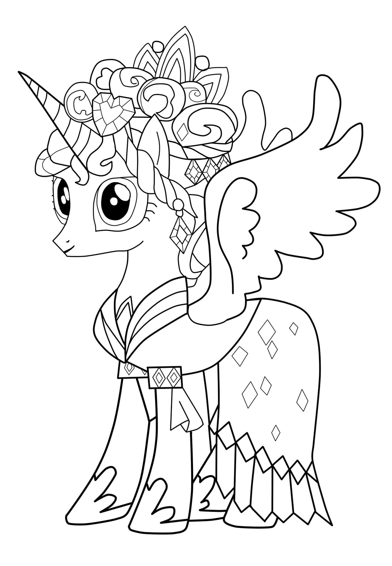 Принцесса Селестия раскраска Кристальная пони