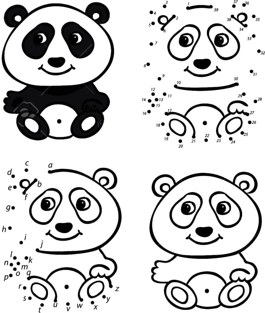 Desenhos animados de panda brincando com fios de bola para colorir