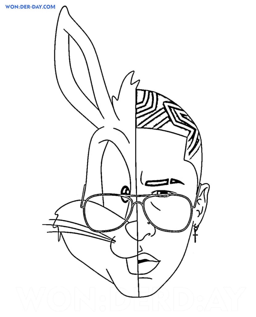 Desenhos de Bad Bunny para colorir